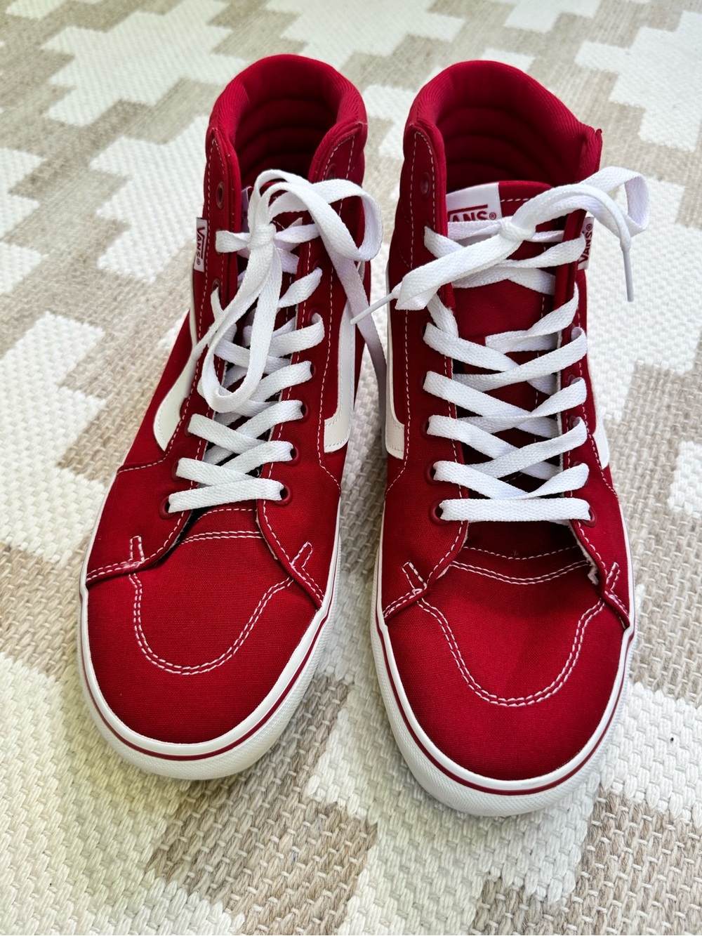 Vans Red & White High-Top Sneakers